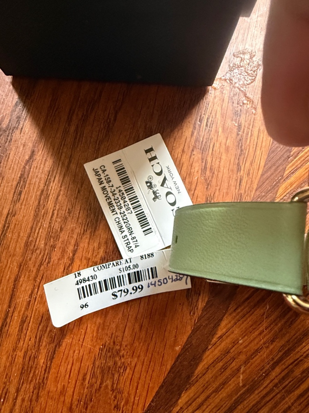 Coach Petite Round Watch with Light Green Leather Band - Picture 5 of 5